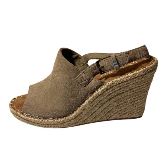 TOMS Monica Wedge Espadrilles Sandals Desert Taupe Women’s Size 9.5 - Picture 1 of 8